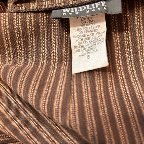 Wildlife New York Chocolate Brown Pinstriped Midi Skirt - Size 8 - Picture 11 of 11